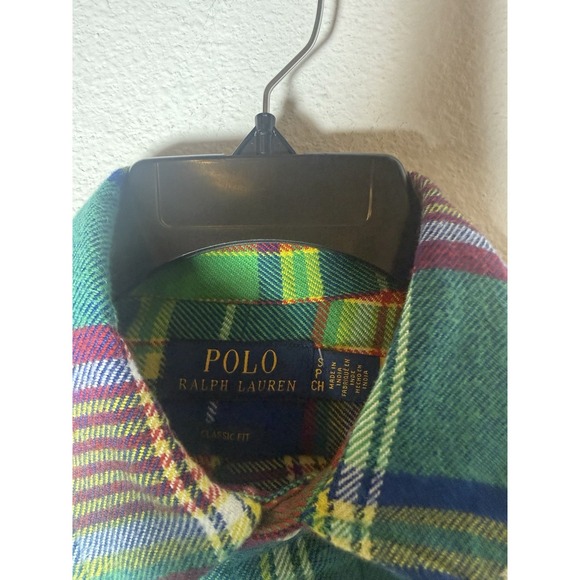 Polo Ralph Lauren Green/Blue Multi Plaid Flannel Button Down Shirt Size S Preppy - Picture 9 of 13